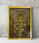 Fibre Panchmukhi Ganesh Relief Mural Golden