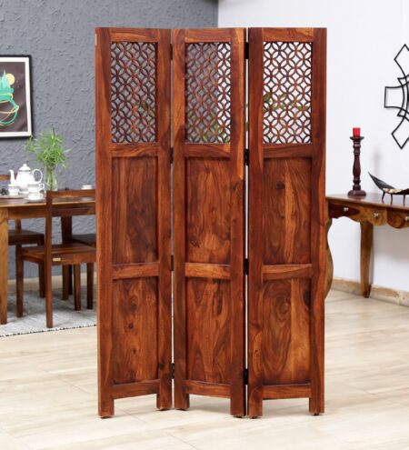 Florito Sheesham Wood Aavyn Room Divider In Natural Finish