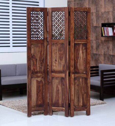 Florito Sheesham Wood Amaze Room Divider In Natural Finish