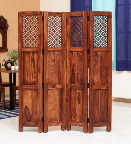 Florito Sheesham Wood Adam Room Divider In Natural Finish