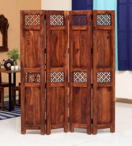 Florito Sheesham Wood Georgia Room Divider In Natural Finish