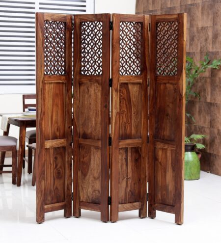 Florito Sheesham Wood Gladus Room Divider In Natural Finish