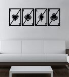 Four Ace Card Set Black Wooden Wall Art