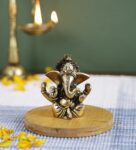 Ganesh 4 Hands Golden Brass Religious Idol