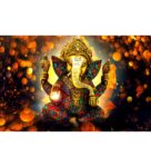 Lord Ganesha Gold Wooden Frame Art Panel Set of 4