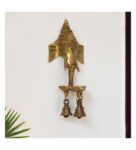 Gleaming Ganesha Hand-Etched Gold Brass Decorative Wall Hanging Diyas With Bells