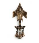 Gleeful Ganesha Hand-Etched Gold & Black Brass Decorative Wall Hanging Diyas With Bells