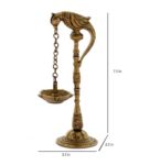 Gold Brass Parrot Lamp With Hanging Diya