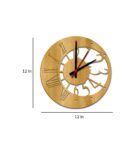 Brown  Engineered Wood Analog Wall Clock