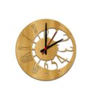 Brown  Engineered Wood Analog Wall Clock