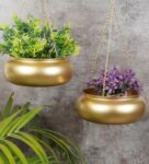 Gold Iron Hanging Bowl Planter Set of 2