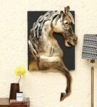 Wrought Iron Horse In Frame Wall Art In Gold