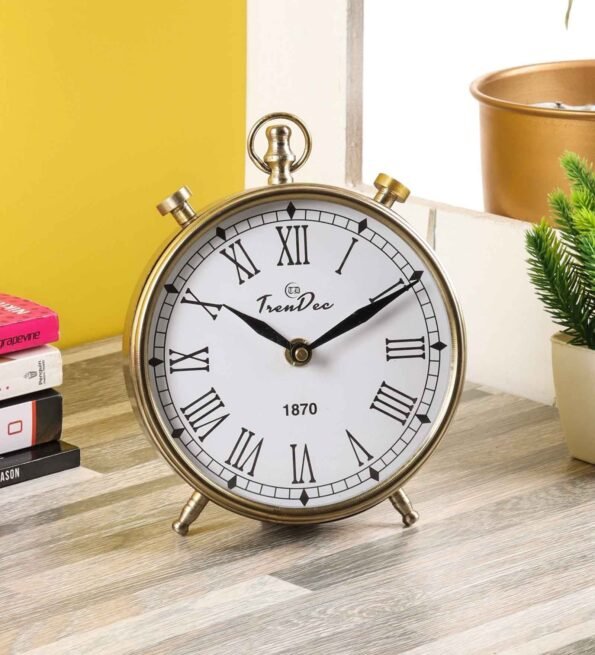 Golden Metal Abigali Analog Table Clock