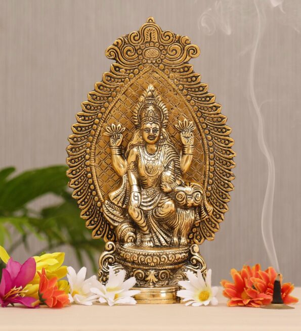 Gold Metal Lakshmi Seated On Owl