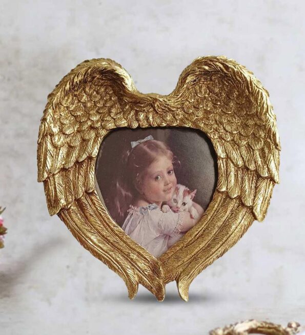 Gold Metal Wings Design Premium Luxury Table Photo Frame