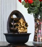 Gold Polyresin Leaf Ganesha Water Fountain