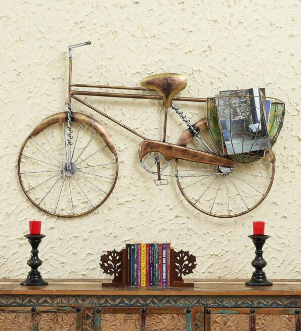 Wrought Iron Cycle Wall Art In Gold