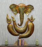 Grista Wrought Iron Lord Ganesha Wall Art With LED In Gold