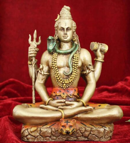 Golden Orange Polyresin 8 Inches Shiva Idol