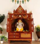 Brown Finish Teak Wood Pooja Mandir