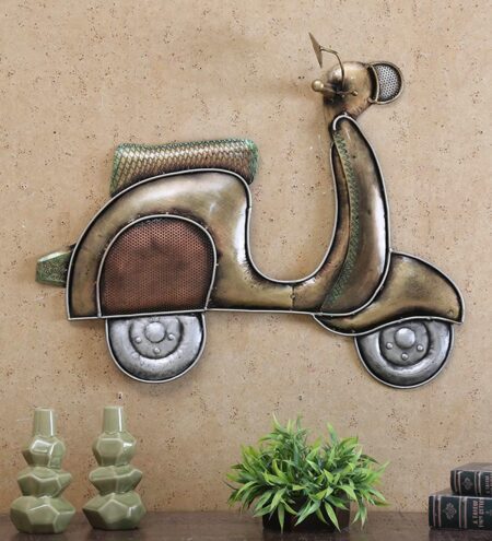 Wrought Iron Scooter Wall Art In Gold