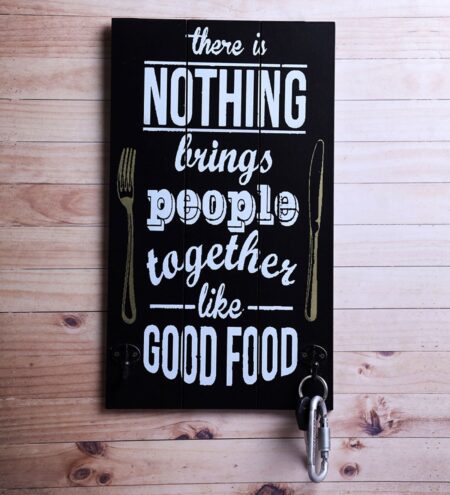 Good Food Black Colour Wood Wall Hanging Frame Key Holder