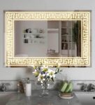 Yellow Glass Greek Key LED Mirror