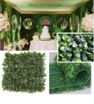 Green Fabric Artificial PVC Eucalyptus Boxwood Wall Mat