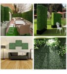 Green Fabric Artificial PVC Eucalyptus Boxwood Wall Mat