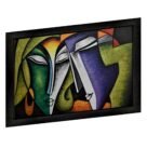 Green “Faces Of Nature” Framed Original Handmade On Canvas Painting