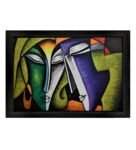 Green “Faces Of Nature” Framed Original Handmade On Canvas Painting