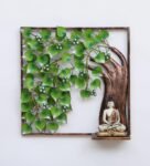 Green Iron Framed Budha With Tree Wall Art