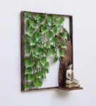 Green Iron Framed Budha With Tree Wall Art