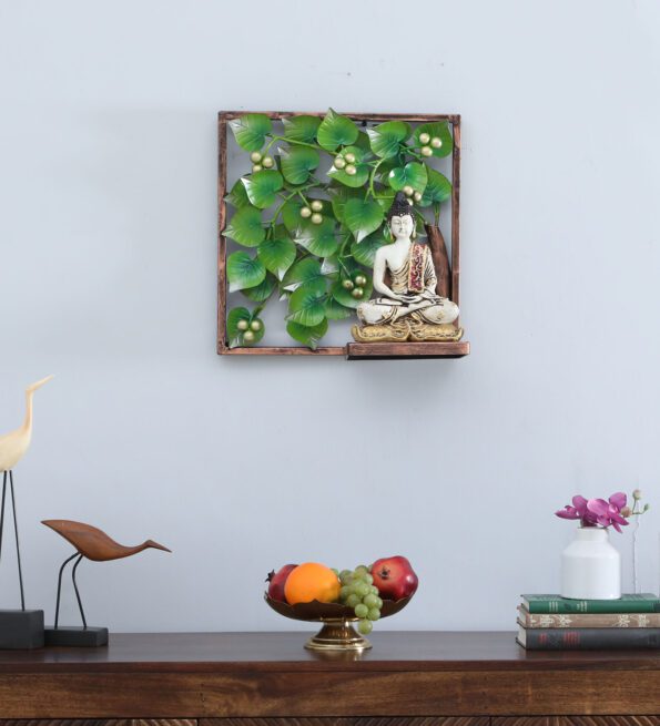 Green Iron Frem Tree With Bhudha Wall Art