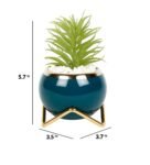 Plastic Green With Radiating Ceramic Pot And Stand Artificial Plants