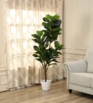 Green Plastic Artificial Real Touch Fiddle Leaf Fig Plant