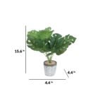 Polyester Green Philo Cut Leaf With Pot Artificial Plants