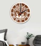 Brown Engineered Wood Analog Wall Clock