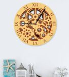 Brown  Engineered Wood Analog Wall Clock