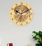 Brown Engineered Wood Analog Wall Clock