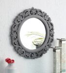 Grey Engineered Wood Difficult Decorative Mirror