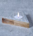 Grey Wood Traingle Shape Tea Light Holder