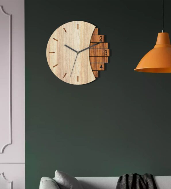 Atlaswood Handcrafted Brown Colour MDF Wall Clock