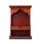 Handpainted And Carved Wooden Pooja Mandir In Brown Colour