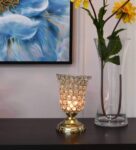 Hurricane Floral Gold Plastic & Iron Table Candle Holder