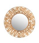 Ilmeeyat Round Natural Brown Metal & Glass Decorative Wall Mirror