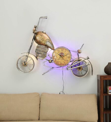 Iron Bike Wall Art With Led In Copper