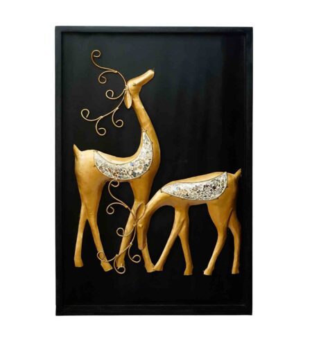 iron deer with wooden frame wall art by ecraftindia iron deer with wooden frame wall art by ecraftin 69pg9o