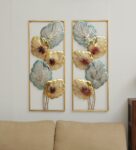 Iron Framed Leaf Wall Art In Gold Set Of 2