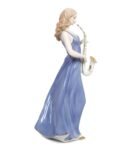 Lady Playing Trumpet Ceramic Human Figurine